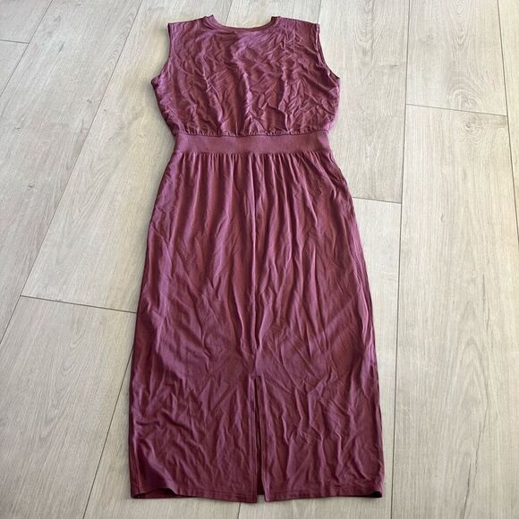 Athleta Santorini Cinch Knit Midi Dress Dusty Rose Pink Size s - Picture 2 of 8